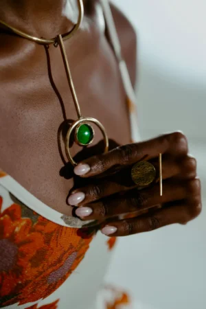 Minimal Green Glass Bead Necklace