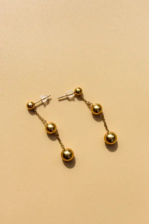Triple Gold Pearl Earrings