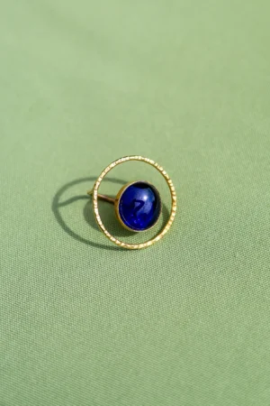 Blue Glass Marble Ring