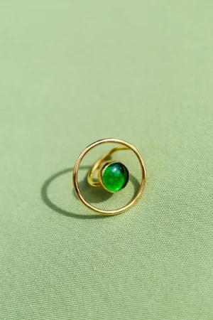 Green Glass Marble Ring